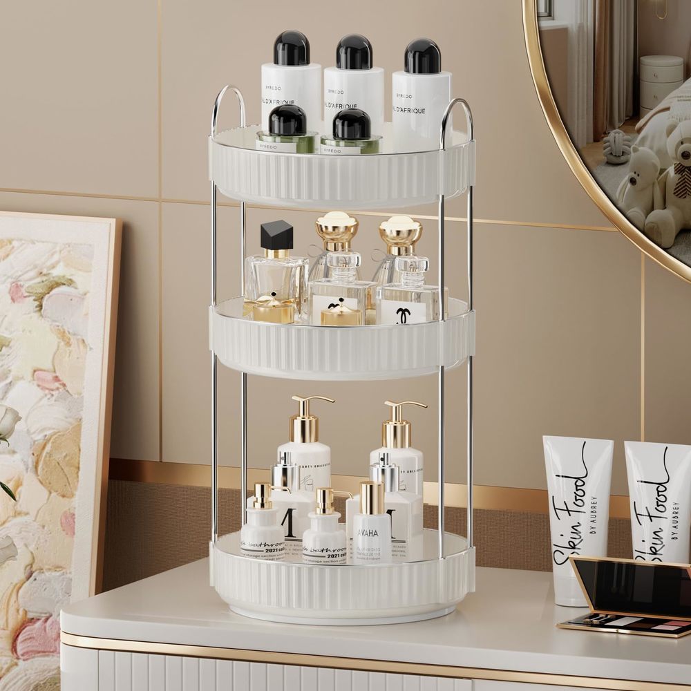 Rotating Makeup Organizer For Vanity,3 Tier High-capacity Skincare Clear Make💖
